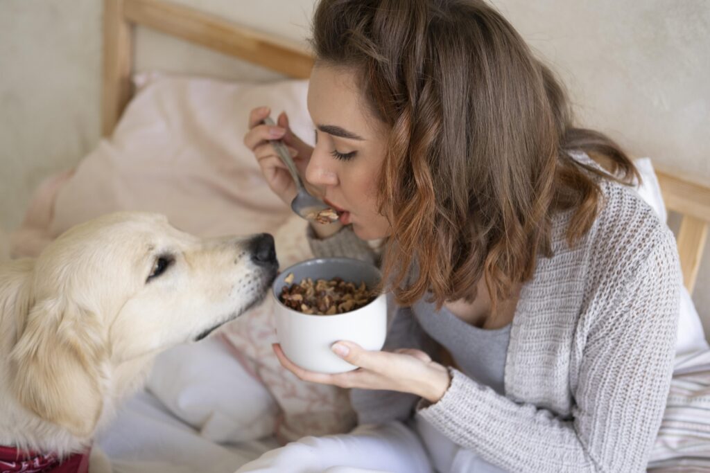 close up woman dog